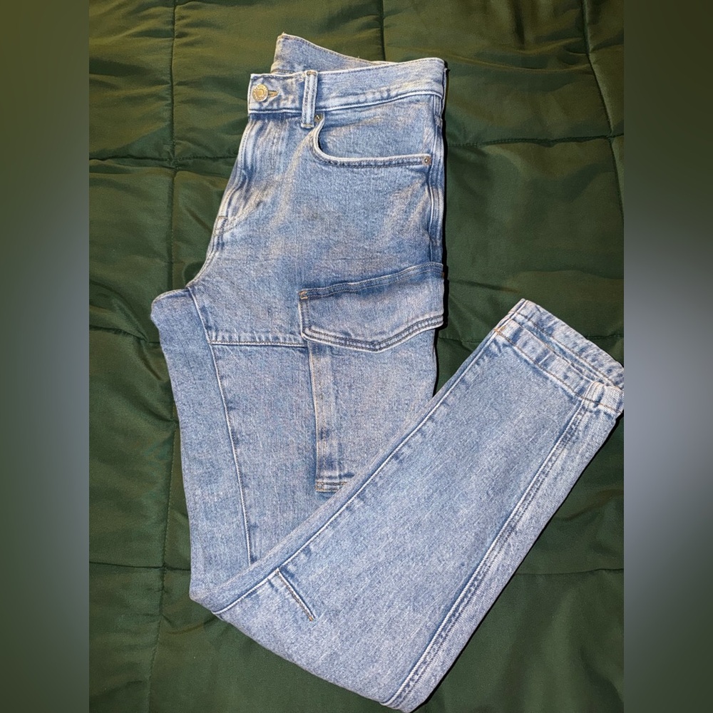 H&M Light Blue Slim Fit Cargo Jeans